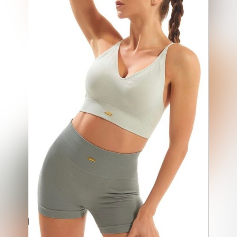 Fresought Athletic Ruched High Rise Shaper Shorts Yoga Workout Sz M